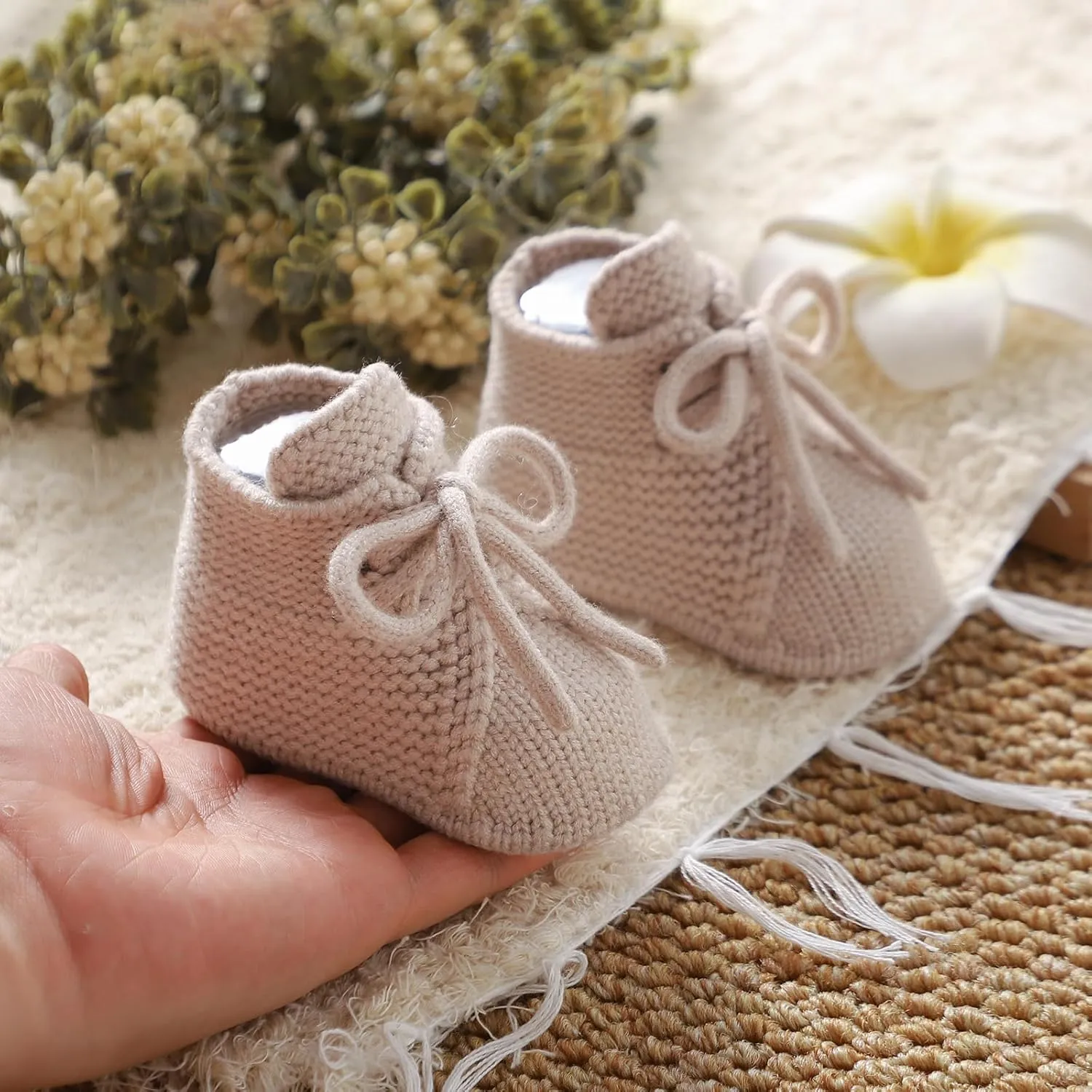 mimixiong Baby Booties Newborn Infant Sock Shoes Hand Knitted Boy and Girl Cozy Shoes