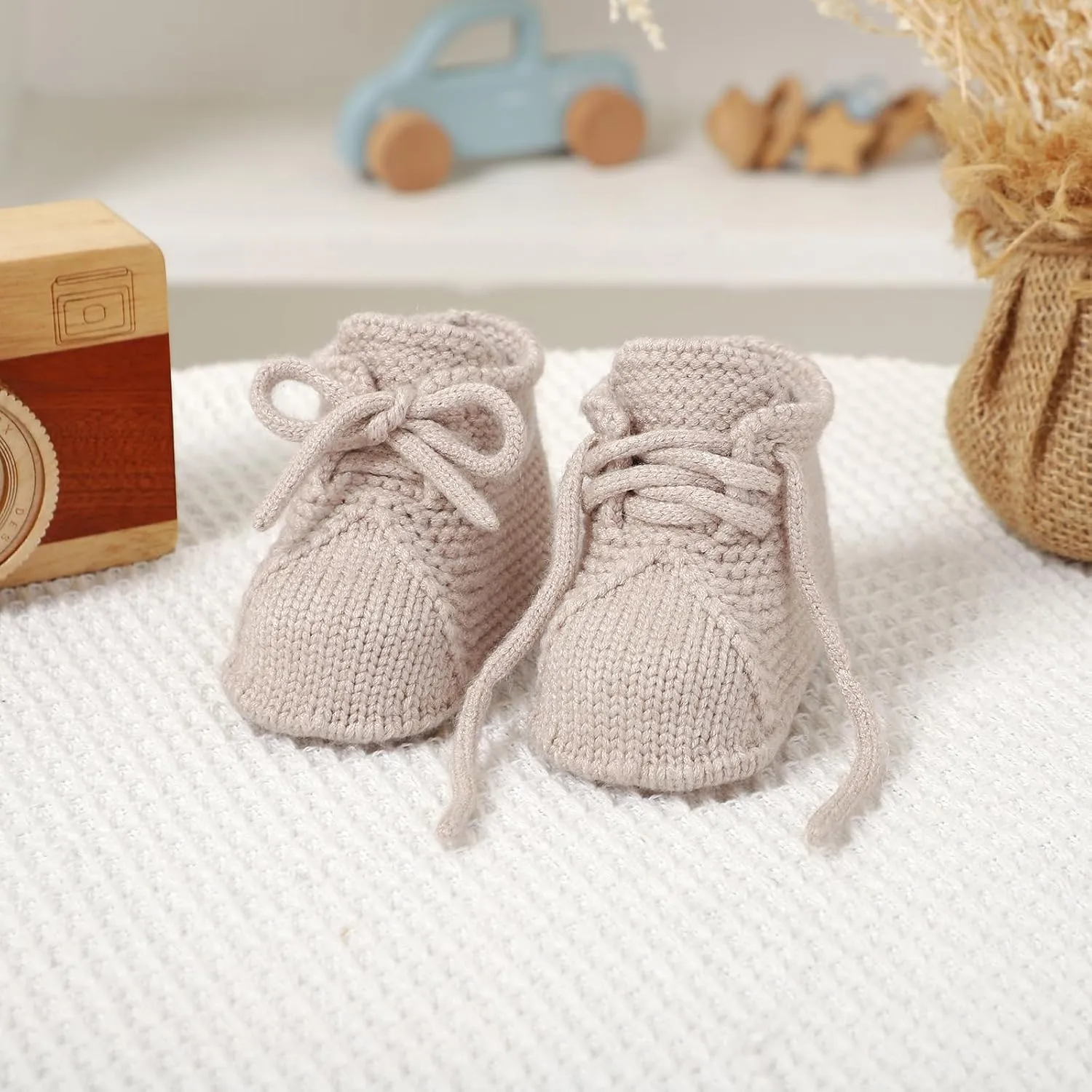 mimixiong Baby Booties Newborn Infant Sock Shoes Hand Knitted Boy and Girl Cozy Shoes