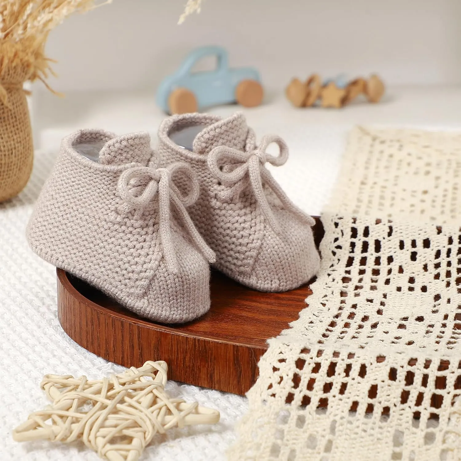 mimixiong Baby Booties Newborn Infant Sock Shoes Hand Knitted Boy and Girl Cozy Shoes