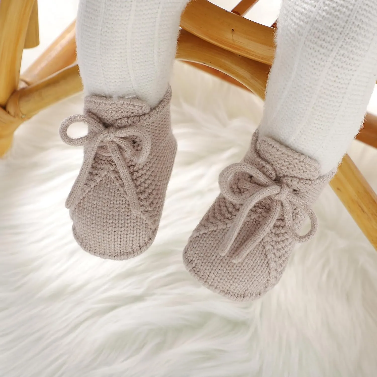 mimixiong Baby Booties Newborn Infant Sock Shoes Hand Knitted Boy and Girl Cozy Shoes