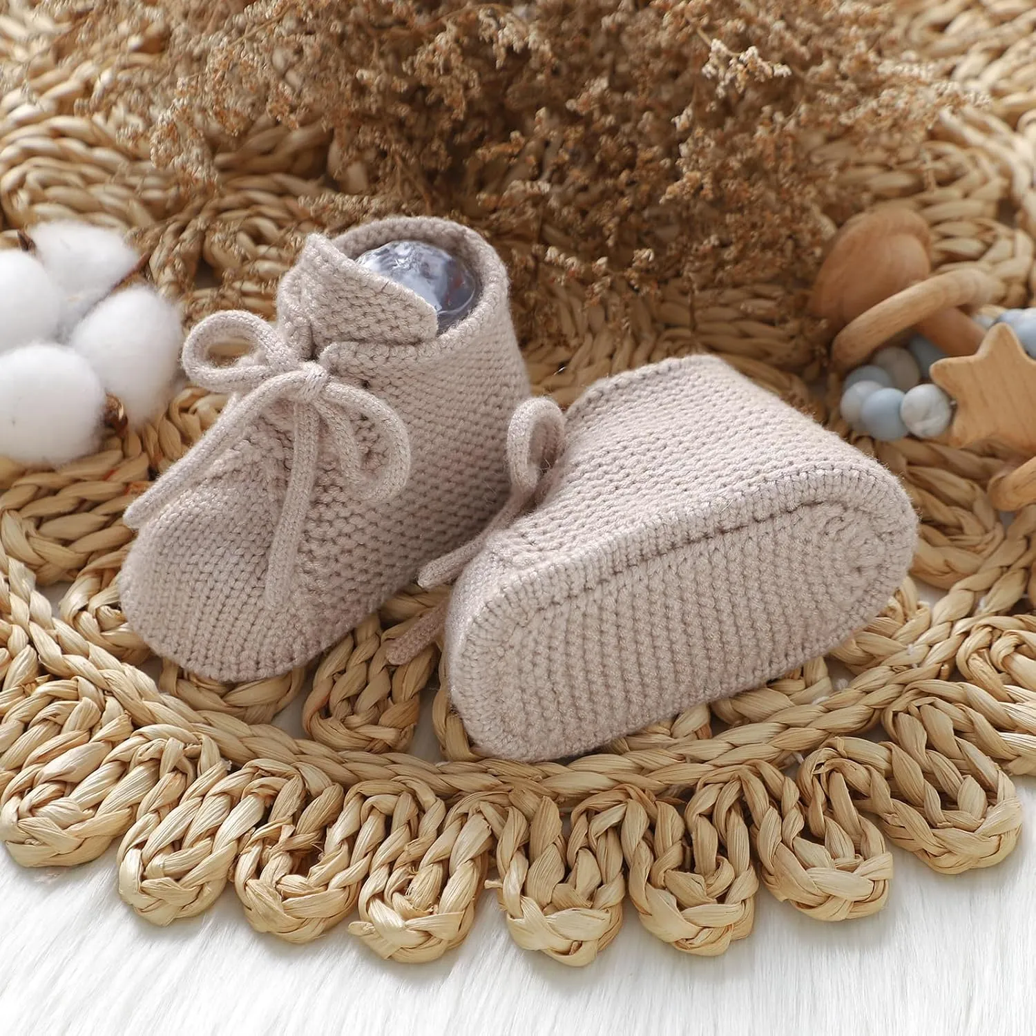 mimixiong Baby Booties Newborn Infant Sock Shoes Hand Knitted Boy and Girl Cozy Shoes