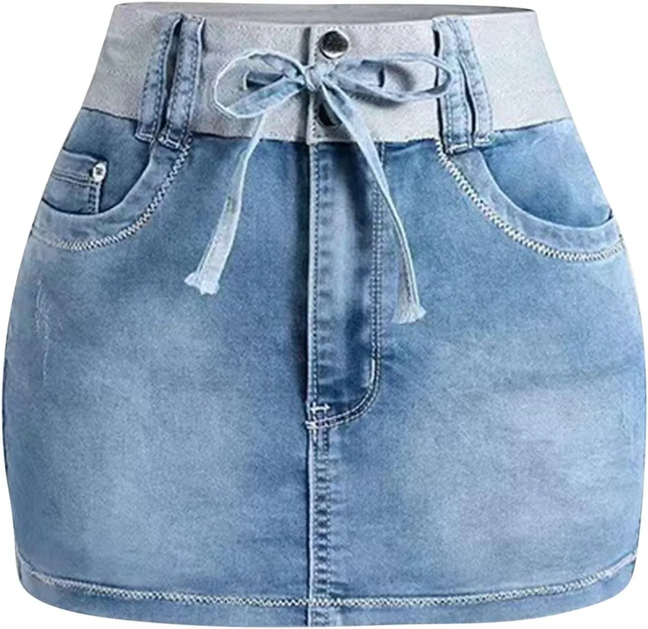 Mini Skirt for Women Denim Skorts for Woman Cargo Faux Wrap Jean Skort Skirts Stretchy High Waisted Womens Summer