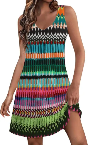 Mini Sundresses for Women Summer Trendy Plus Size Flowy Sexy V Neck Off The Shoulder Sleeveless Floral Short Dress