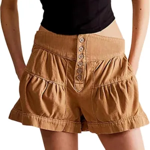 MOLERFO High Waisted Jean Shorts Women Ruffle Shorts Booty A Line Shorts Y2k Cute Skorts Bloomer Baggy Denim Shorts