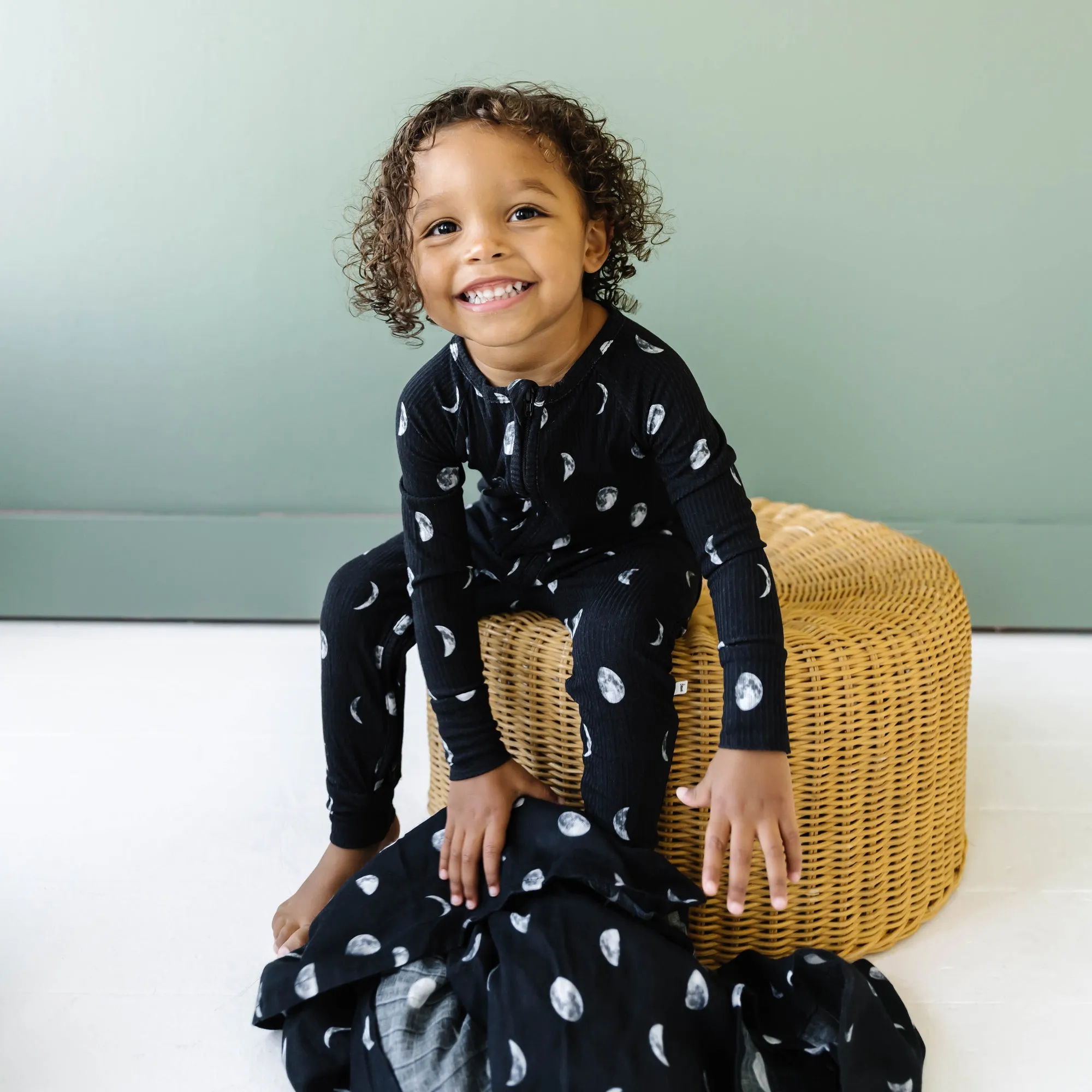 Moon Phases Small Ribbed Zip Romper