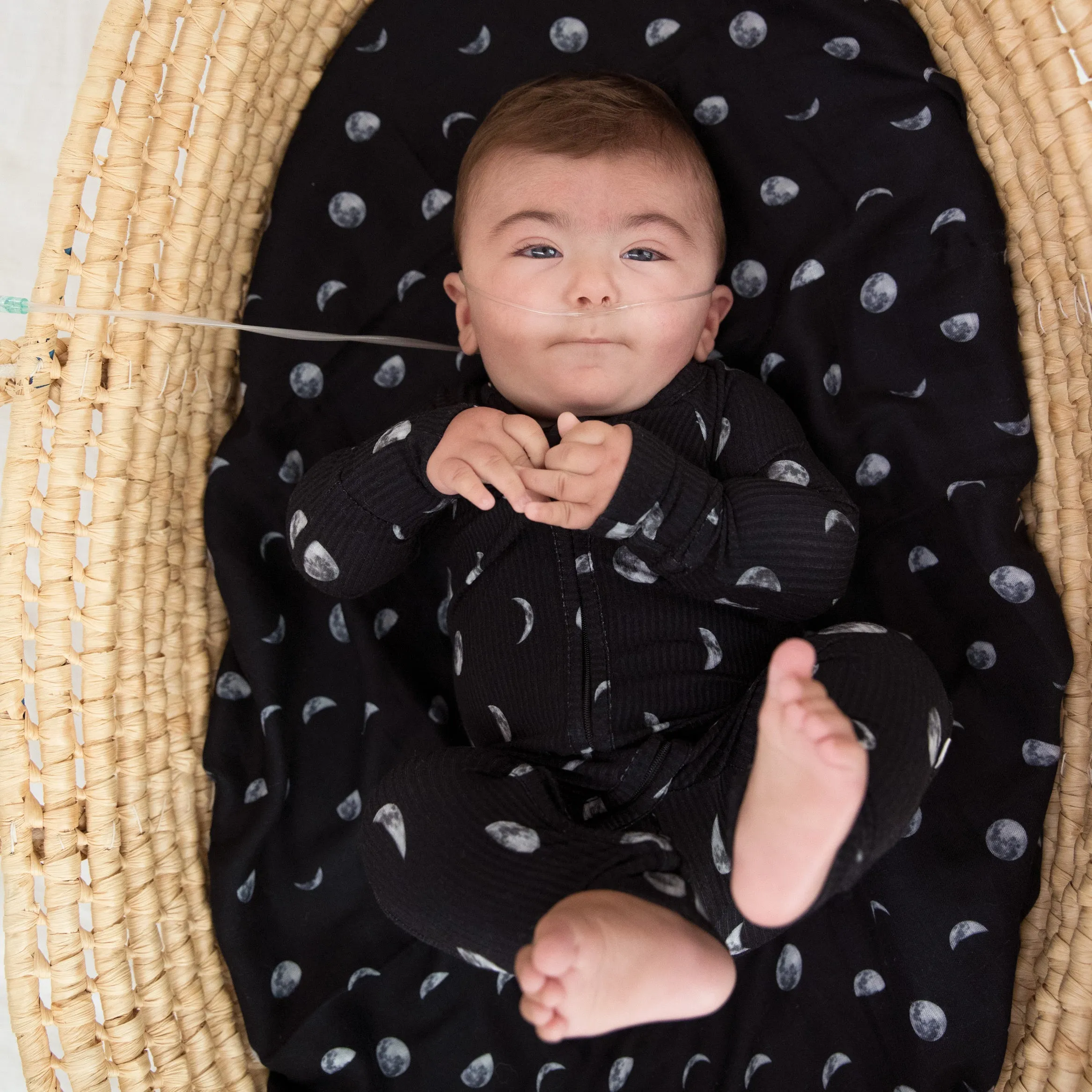 Moon Phases Small Ribbed Zip Romper