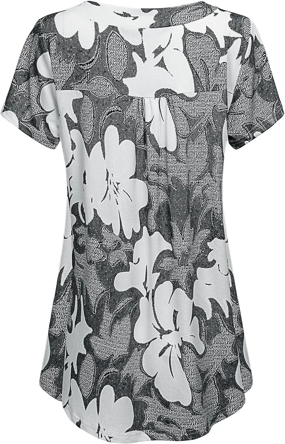 MOQIVGI Womens V Neck Short Sleeve Floral Print Blouse Tops Fashion Casual Tunic Shirts