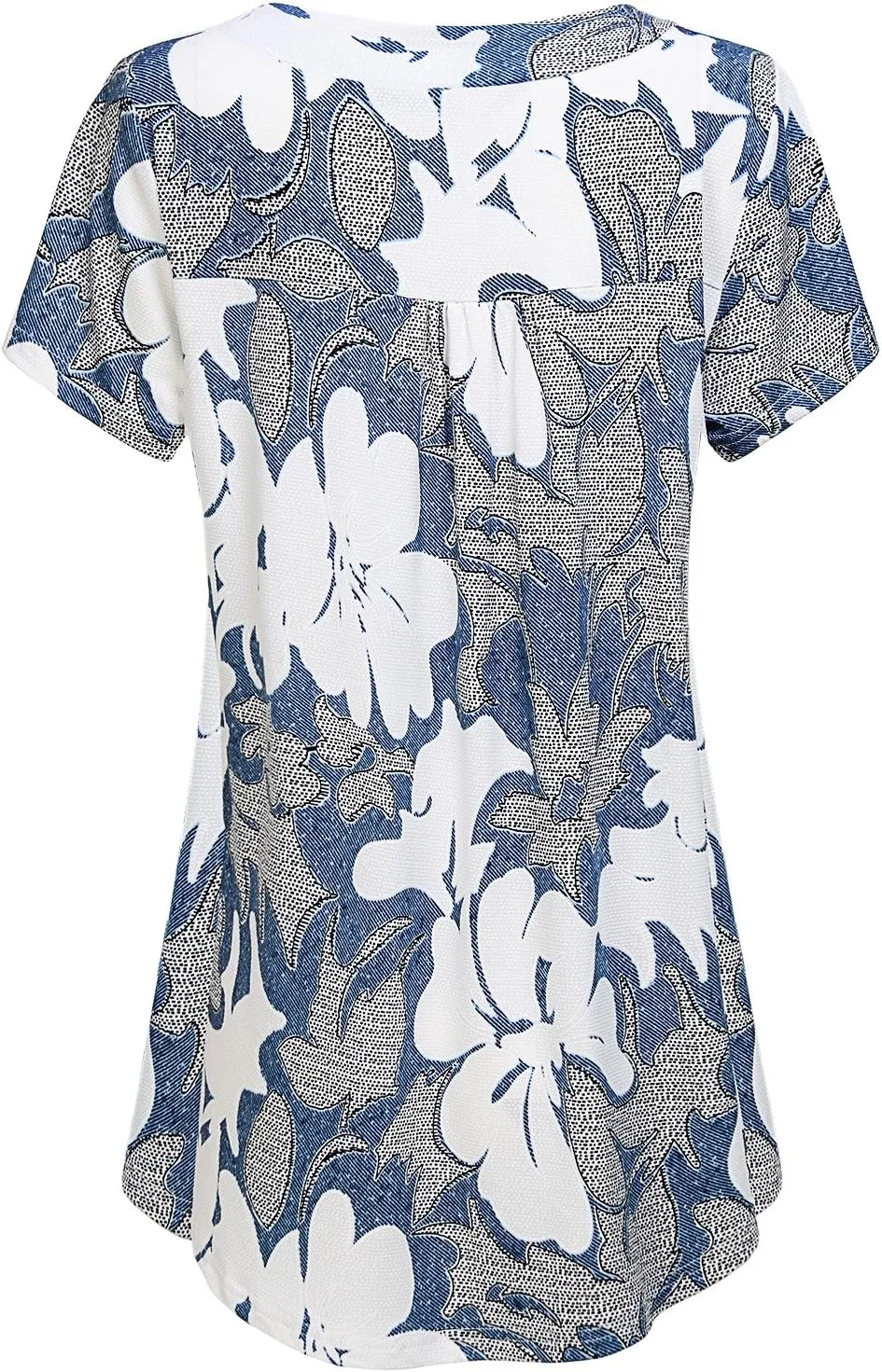 MOQIVGI Womens V Neck Short Sleeve Floral Print Blouse Tops Fashion Casual Tunic Shirts