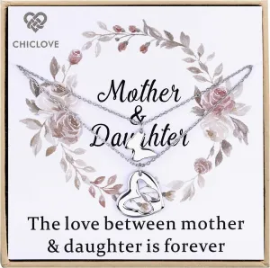Mother Daughter Jewelry Sets for Two, Cutout Heart Necklaces, 2 Sterling Silver Necklaces