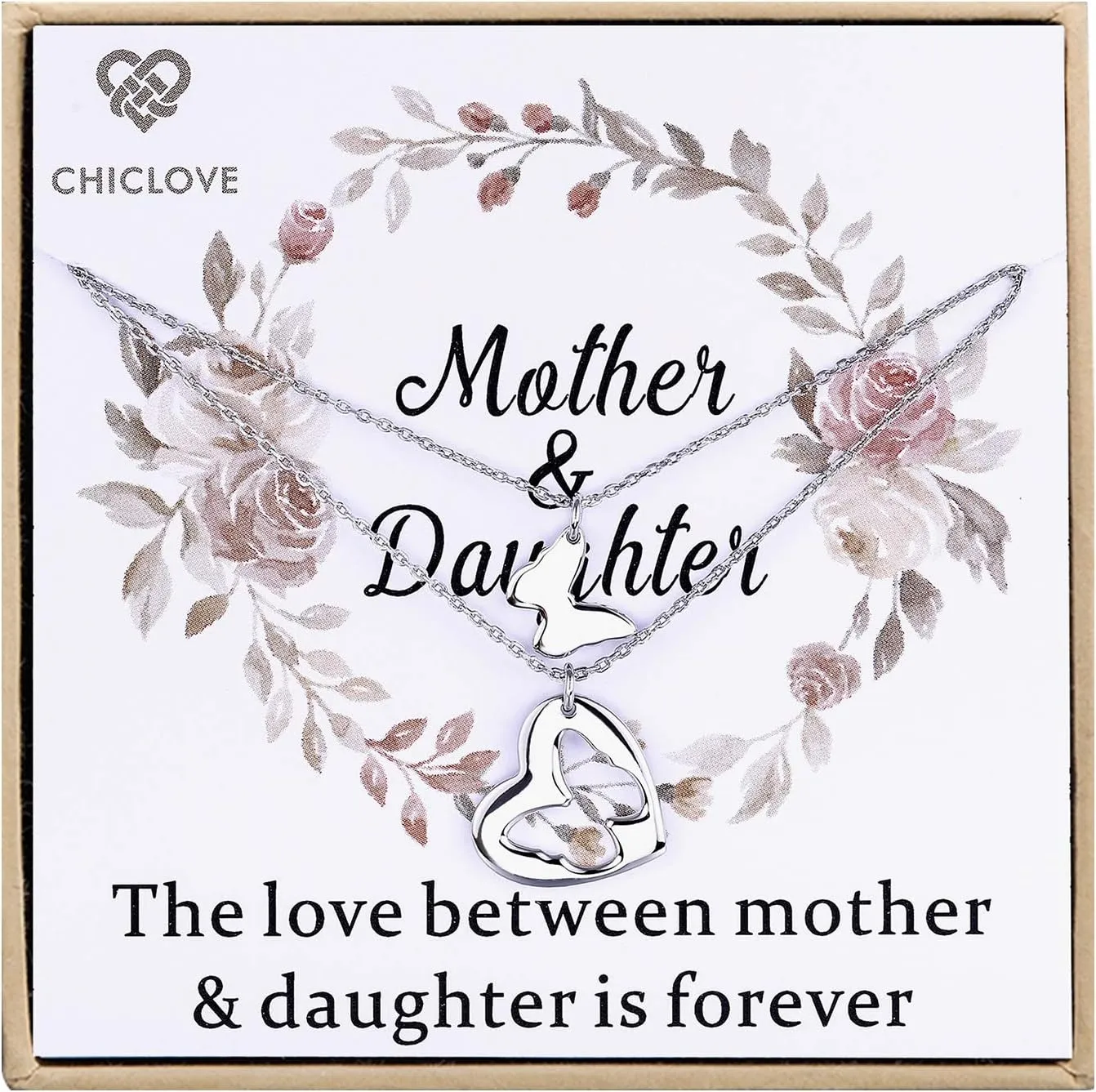 Mother Daughter Jewelry Sets for Two, Cutout Heart Necklaces, 2 Sterling Silver Necklaces