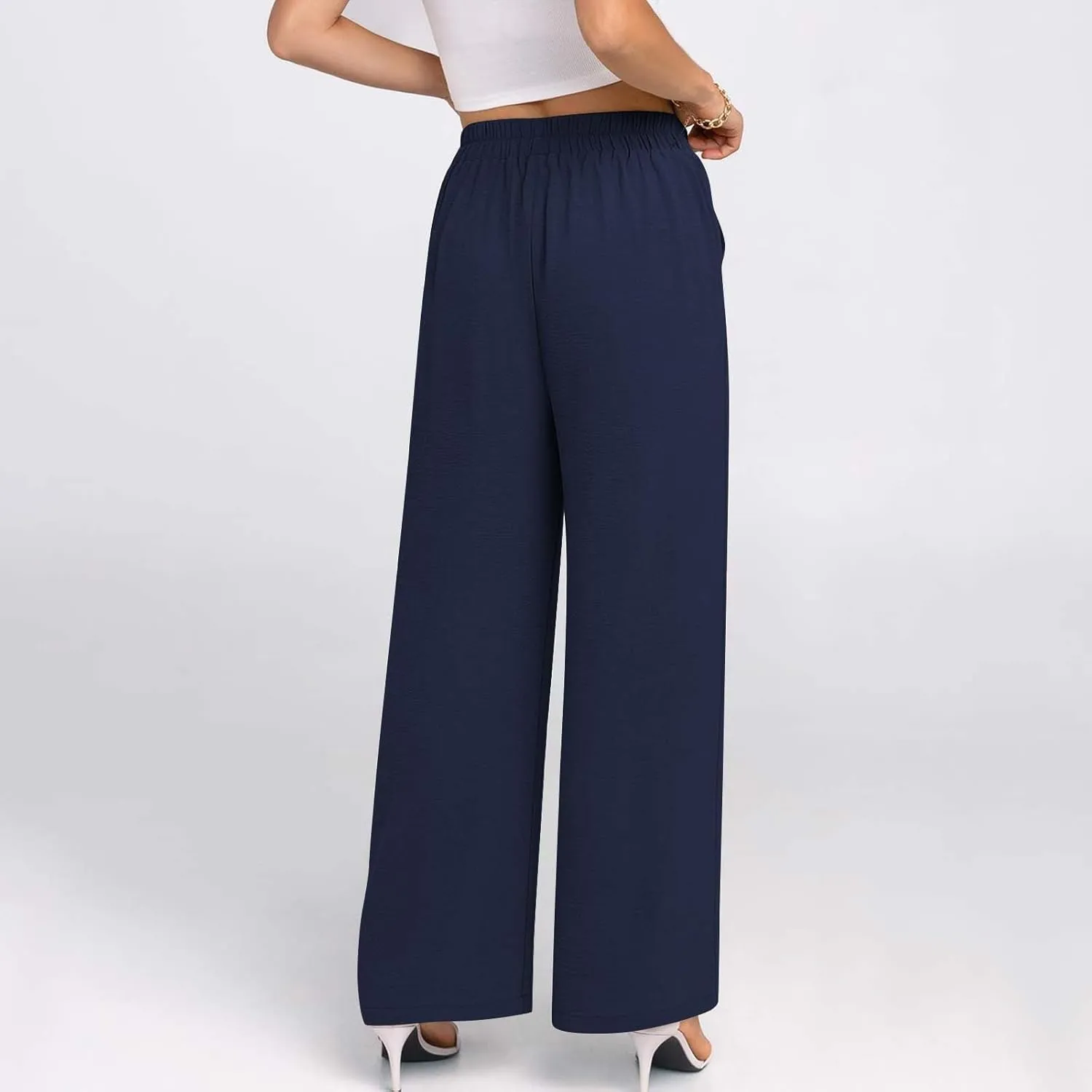 NaRHbrg Wide Leg Pants for Women High Waist Casual Long Palazzo Pants Work Business Casual Dress Pants Work Office Trousers