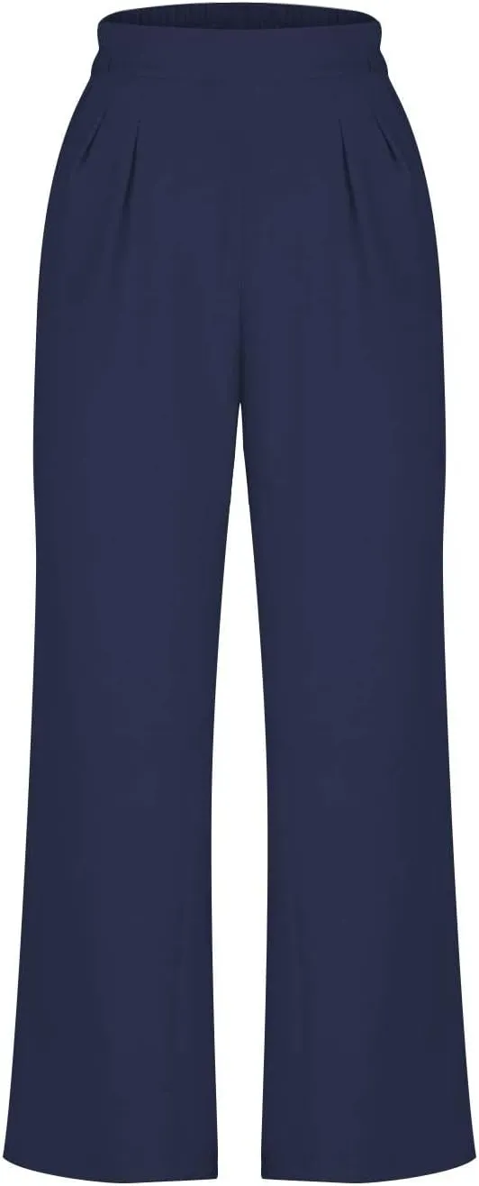 NaRHbrg Wide Leg Pants for Women High Waist Casual Long Palazzo Pants Work Business Casual Dress Pants Work Office Trousers