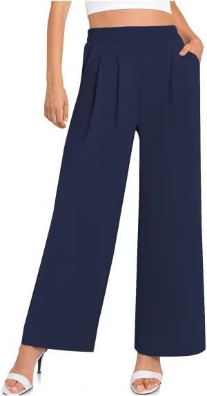 NaRHbrg Wide Leg Pants for Women High Waist Casual Long Palazzo Pants Work Business Casual Dress Pants Work Office Trousers
