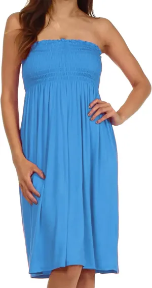 OgLuxe Women's Strapless Cover Up Dress Summer Dresses Casual Mini Beach Top Soft Comfy Sundress S-XXL