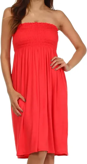 OgLuxe Women's Strapless Cover Up Dress Summer Dresses Casual Mini Beach Top Soft Comfy Sundress S-XXL
