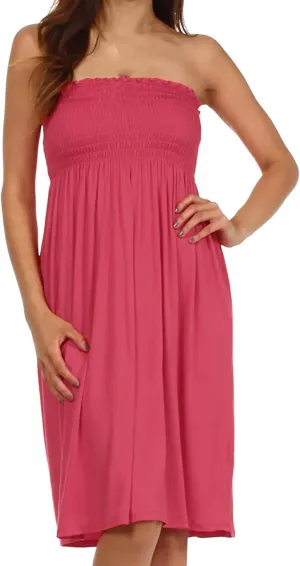 OgLuxe Women's Strapless Cover Up Dress Summer Dresses Casual Mini Beach Top Soft Comfy Sundress S-XXL