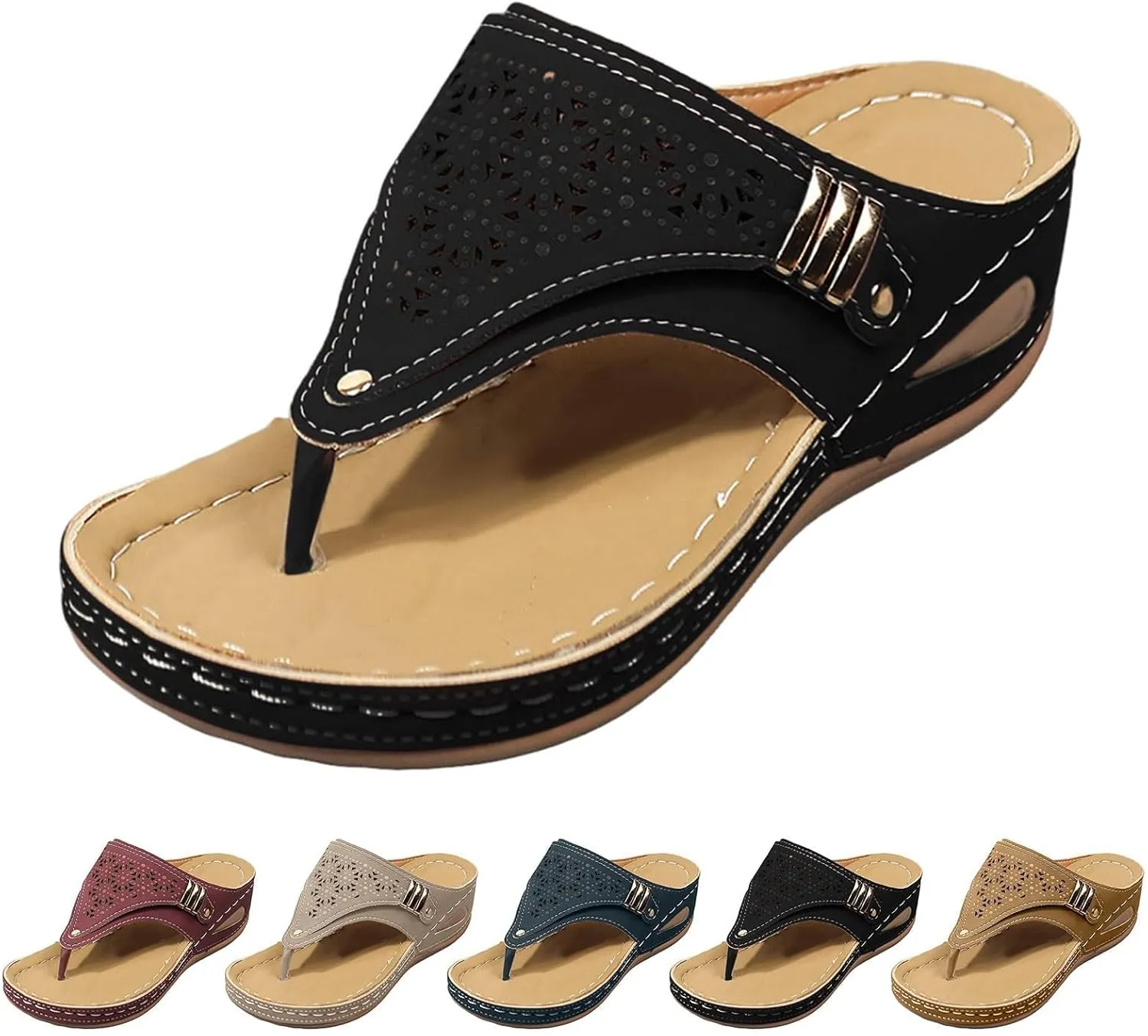 Orthopedic Wedge Sandals for Women Summer 2025 Flat Open Toe Platform Sandals Casual Flip Flops Arch Support Silppers