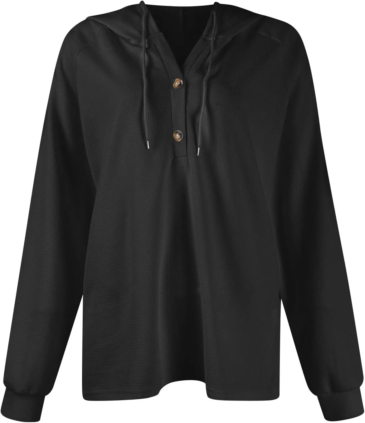 Oversized Hoodies for Women Trendy Waffle Knit V Neck Sweatshirt Cute Y2k Hoodie Long Sleeve Pullover Tops