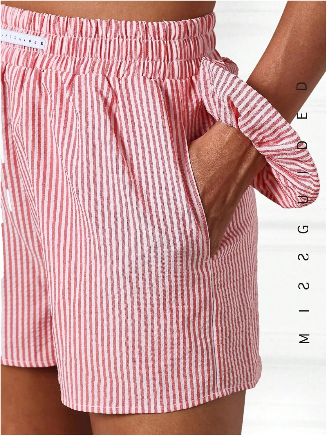 OYOANGLE Women's Striped Boxer Shorts Straight Leg Summer Shorts Loose Casual Lounge Shorts