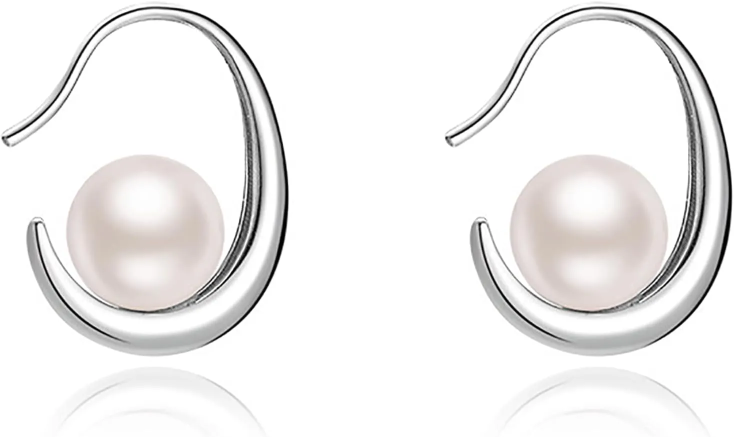 Pearl Drop Dangle Open Small Hoop Earrings for Women Silver Plated Imitation Pearls Hypoallergenic Waterdrop Huggie Hoops Lightweight Minimalist Earring Weddingng Birthday Christmas Jewelry Gifts