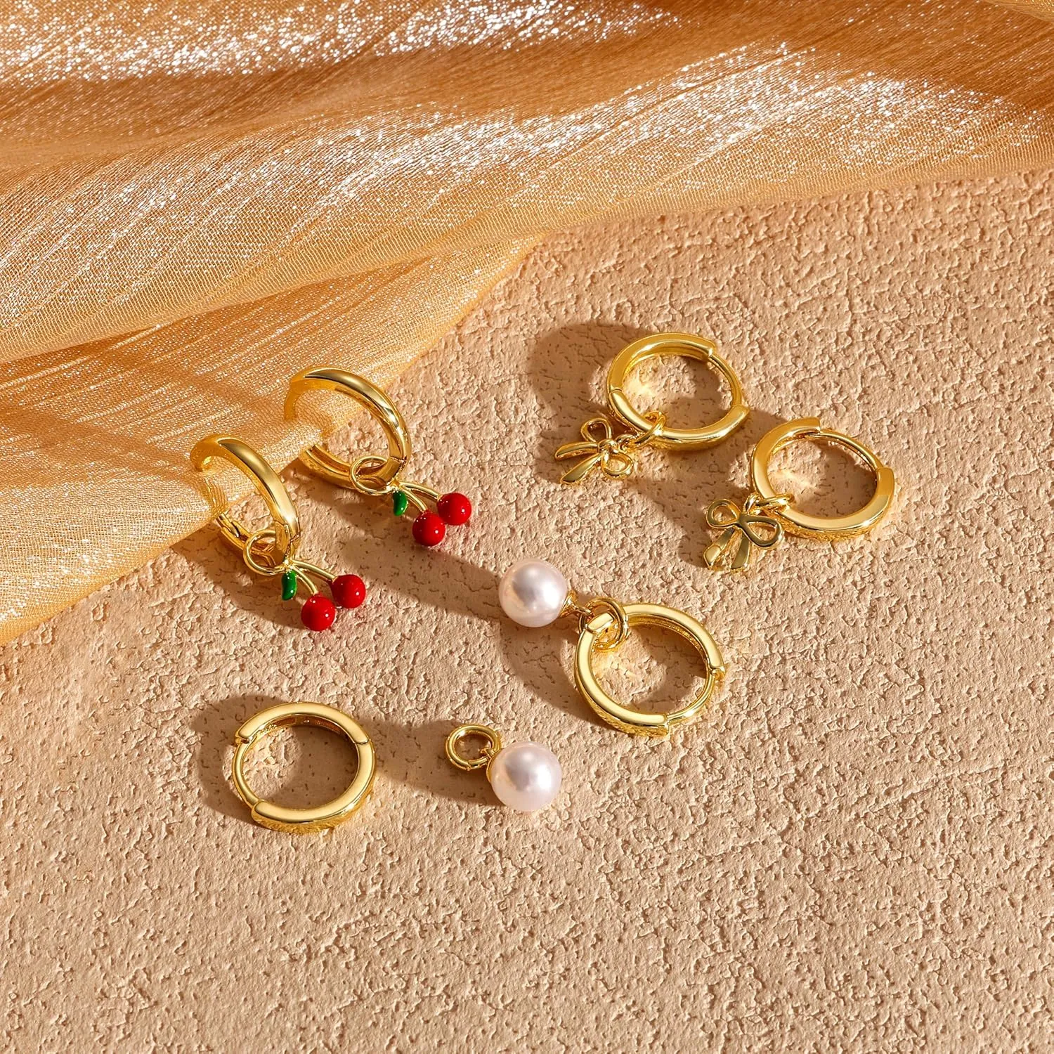 Pearl Earrings for Women - Dainty Gold Earrings Trendy 14K Gold Plated Freshwater Pearl Dangle Hoop Stud Earrings for Women Wedding Jewelry Gift for Women