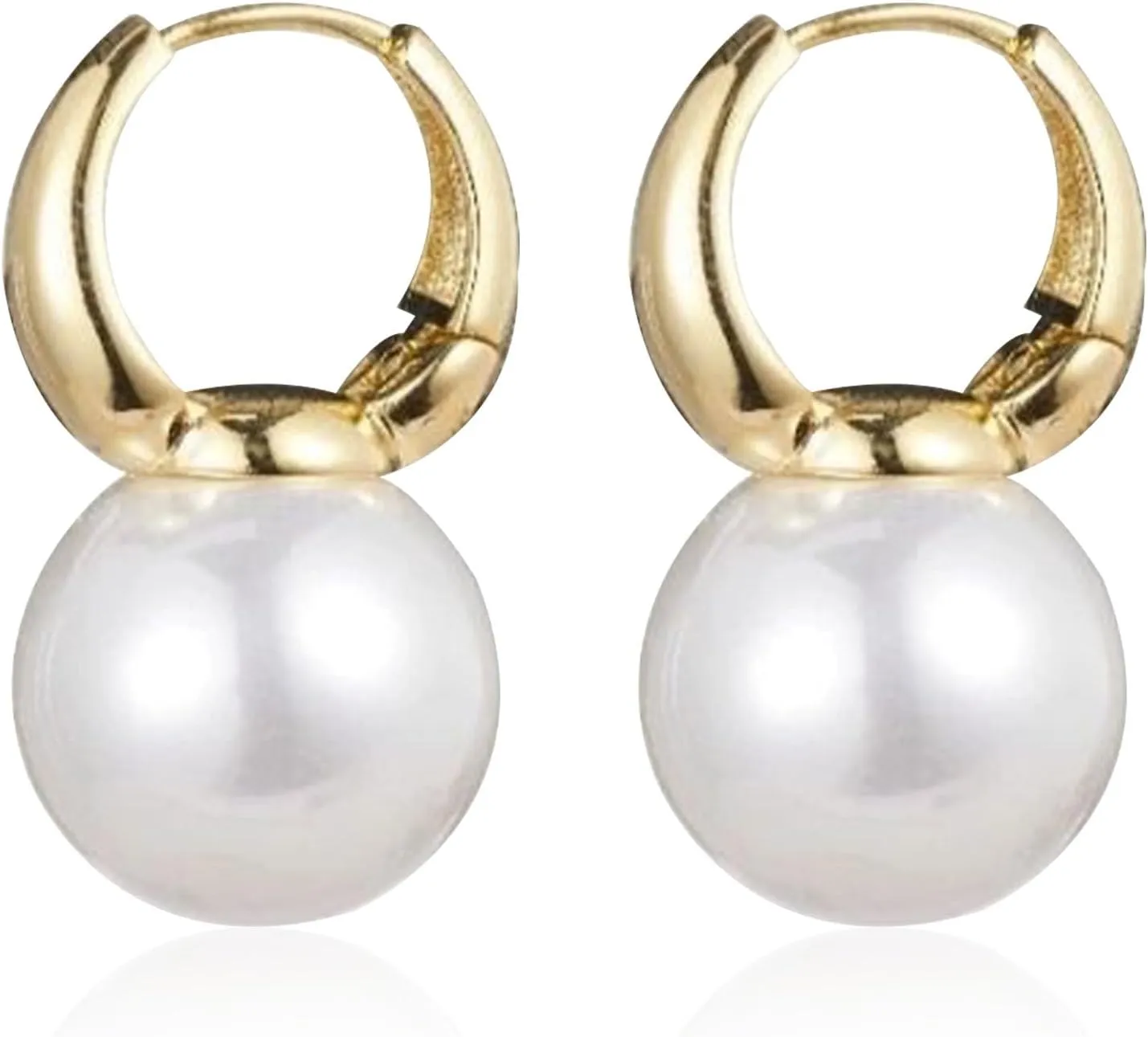 Pearl Earrings for Women Round Pearls Dangle Hoops Earrings Wedding Jewelry Gift