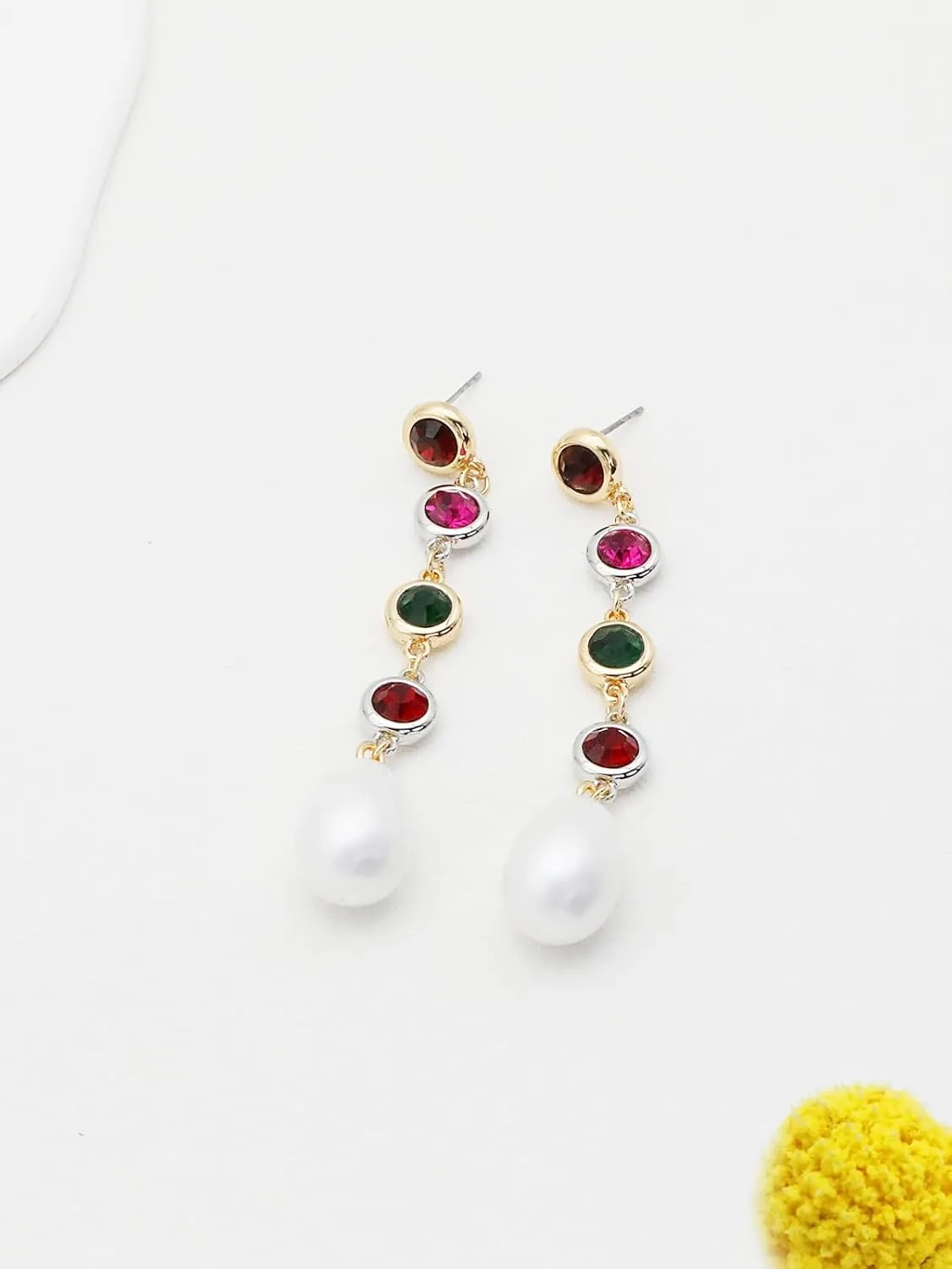 Pearl Long Dangling Earrings 14K Gold Plated Pearl Dangle Earring for Women Hypoallergenic Jewelry with Durable Jewelry Box