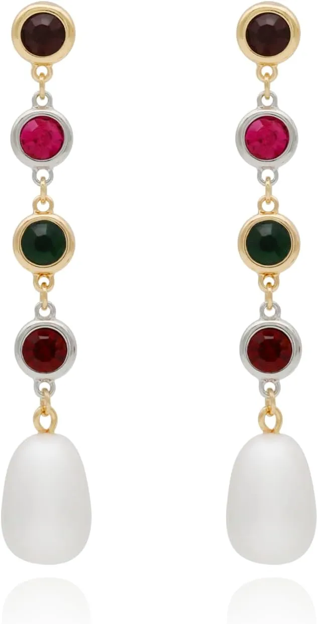 Pearl Long Dangling Earrings 14K Gold Plated Pearl Dangle Earring for Women Hypoallergenic Jewelry with Durable Jewelry Box