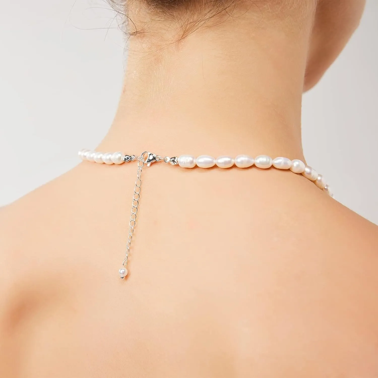 Pearl Necklaces for Women-Real Pearls - Pearl Necklace with Pendant- Dainty 14K Gold/Silver Plated White Pearl Choker & Handmade 6MM Freshwater Pearl Necklace-Elegant Wedding Jewelry Gift