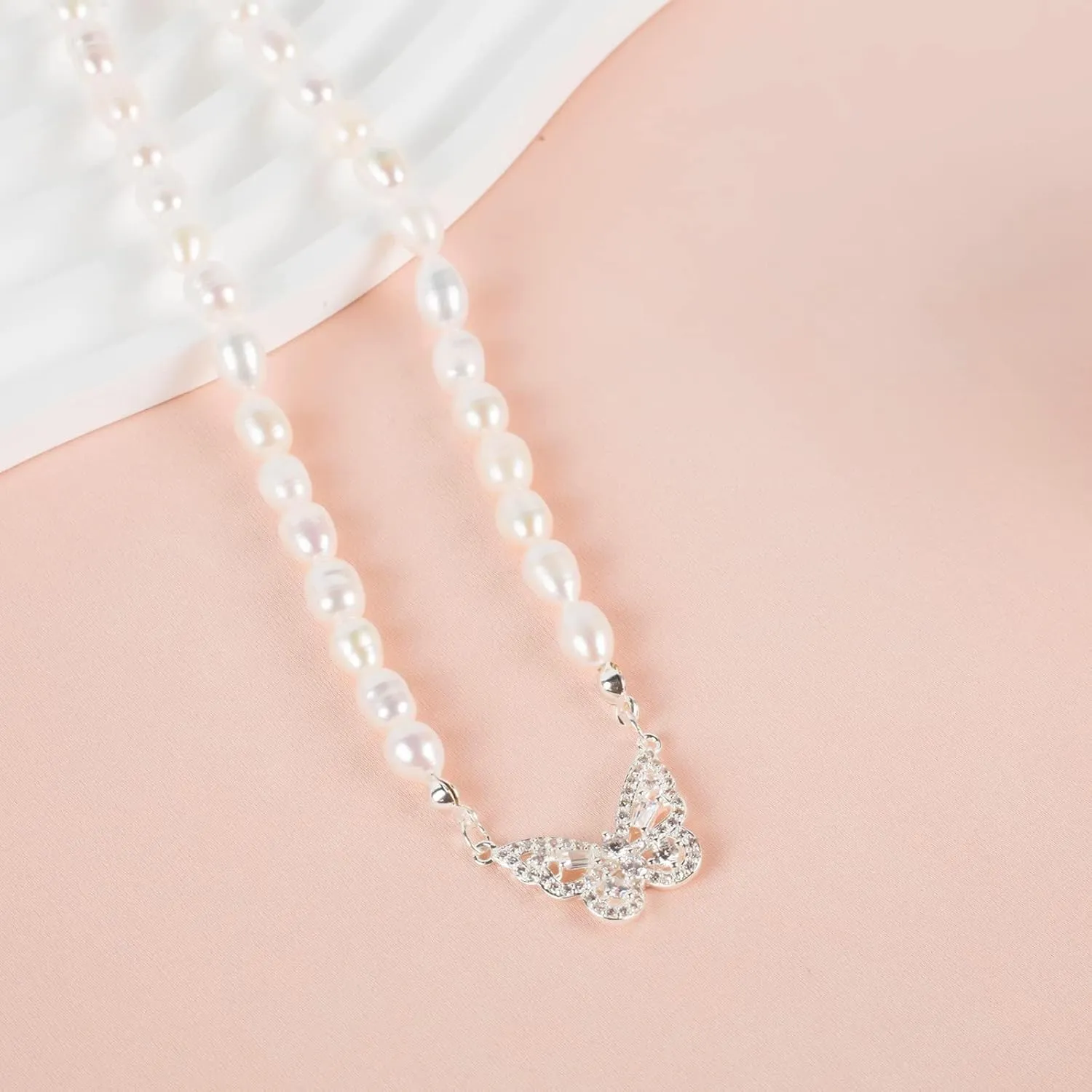 Pearl Necklaces for Women-Real Pearls - Pearl Necklace with Pendant- Dainty 14K Gold/Silver Plated White Pearl Choker & Handmade 6MM Freshwater Pearl Necklace-Elegant Wedding Jewelry Gift