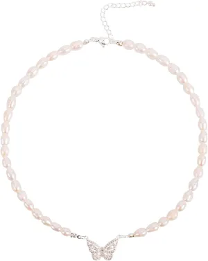 Pearl Necklaces for Women-Real Pearls - Pearl Necklace with Pendant- Dainty 14K Gold/Silver Plated White Pearl Choker & Handmade 6MM Freshwater Pearl Necklace-Elegant Wedding Jewelry Gift