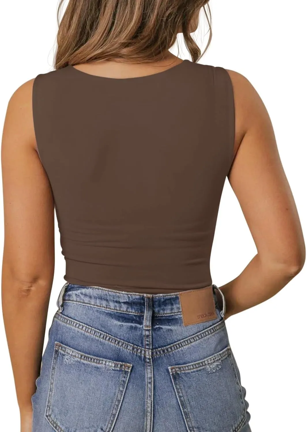 PINKMSTYLE Women's Basic Double Lined V Neck Tank Tops Sleeveless Shirts Slimming Summer Tops