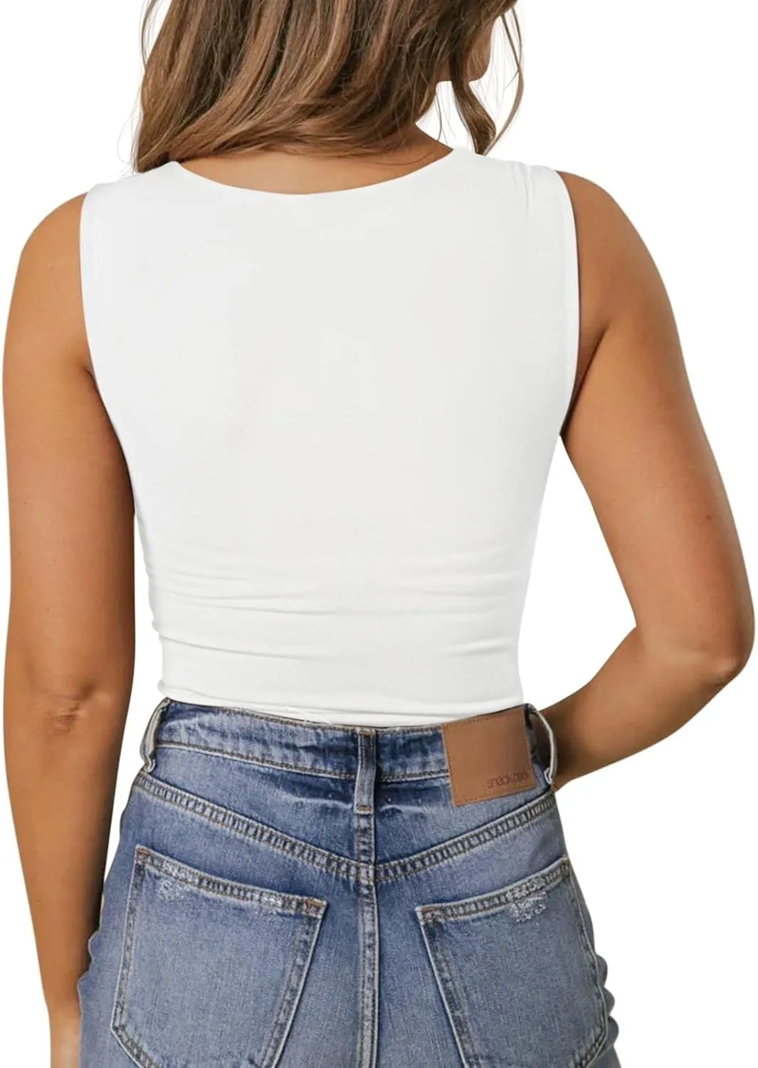 PINKMSTYLE Women's Basic Double Lined V Neck Tank Tops Sleeveless Shirts Slimming Summer Tops