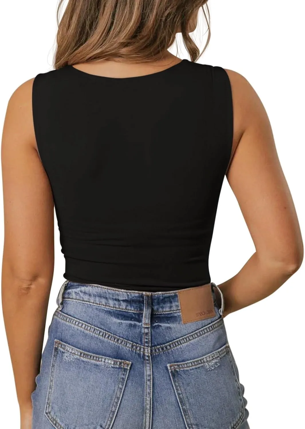 PINKMSTYLE Women's Basic Double Lined V Neck Tank Tops Sleeveless Shirts Slimming Summer Tops