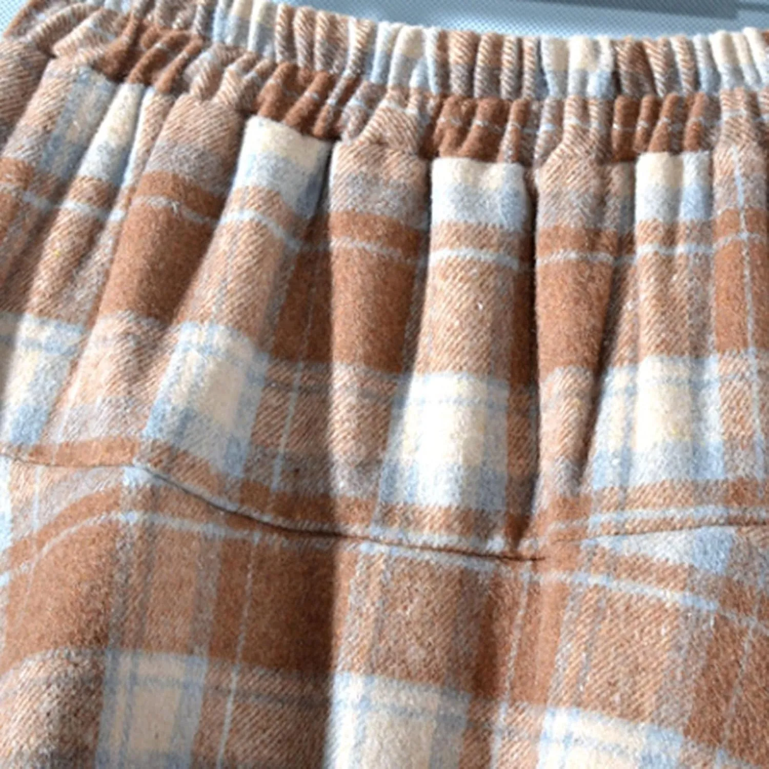 Plaid Skirt for Womens Elastic High Waisted A-Line Pleated Long Skirts 2025 Fashion Loose Vintage Knee Length Skirts