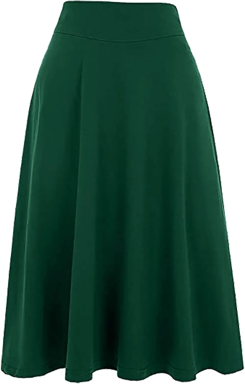 Pleated Midi Skirts for Women, 2024 Summer Fashion Long High Waisted Flare Casual Stretch Knit Knee Length Skirt