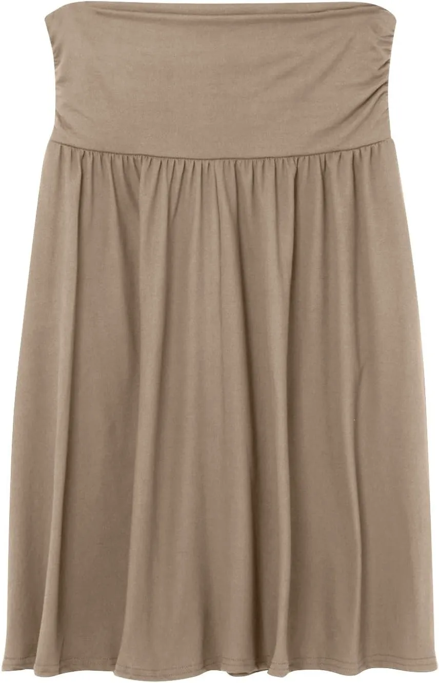Pleated Midi Skirts for Women 2025 Summer High Waisted Solid Color Flowy A-Line Skirt with Pockets