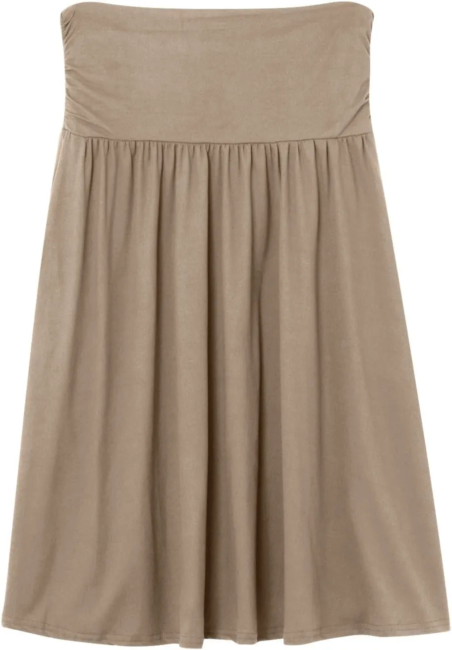 Pleated Midi Skirts for Women 2025 Summer High Waisted Solid Color Flowy A-Line Skirt with Pockets