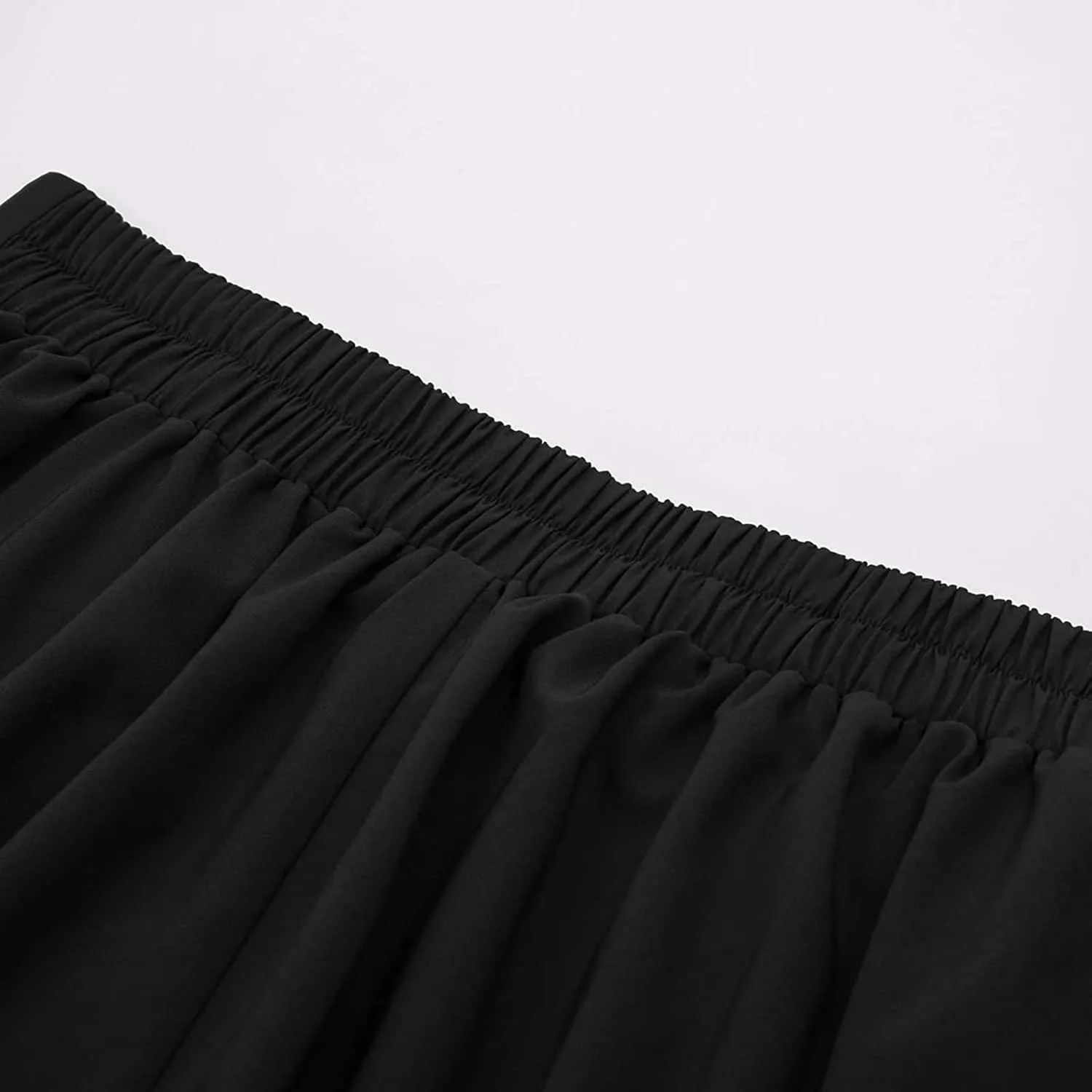 Pleated Midi Skirts for Women High Waisted A-Line Pleated Skirts Elastic Knee Length Casual Flowy Swing Flared Skirt