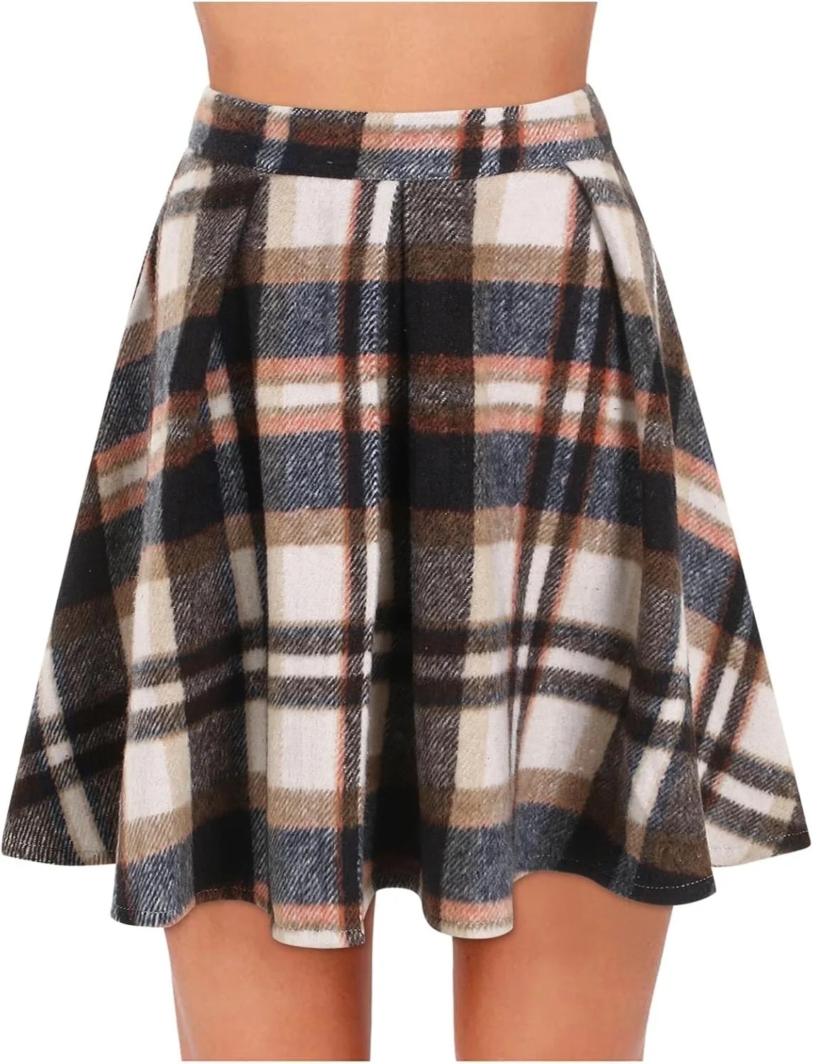 Pleated Siggy Skirts for Womens Cute Ruffle Mini Skirt Trendy High Waisted Tiered A ine Boho Checkered Stripes Flowy
