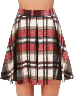 Pleated Siggy Skirts for Womens Cute Ruffle Mini Skirt Trendy High Waisted Tiered A ine Boho Checkered Stripes Flowy