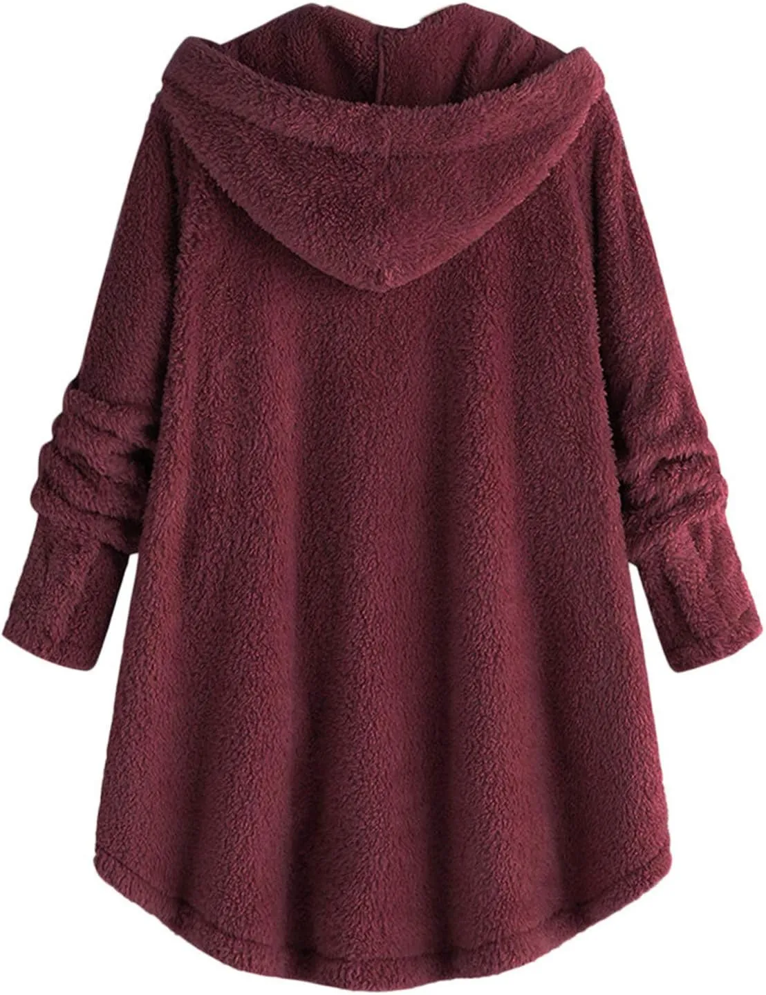 Plus Size Cardigan for Women Loose Button Down Hooded Sweater Long Sleeve Solid Fuzzy Jacket Coat 2024 Fall Winter