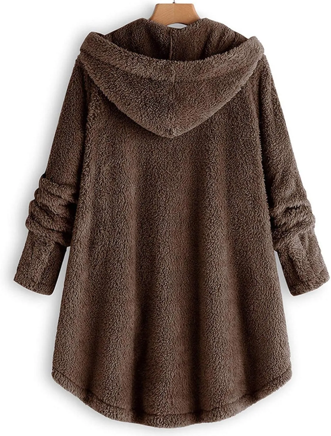 Plus Size Cardigan for Women Loose Button Down Hooded Sweater Long Sleeve Solid Fuzzy Jacket Coat 2024 Fall Winter