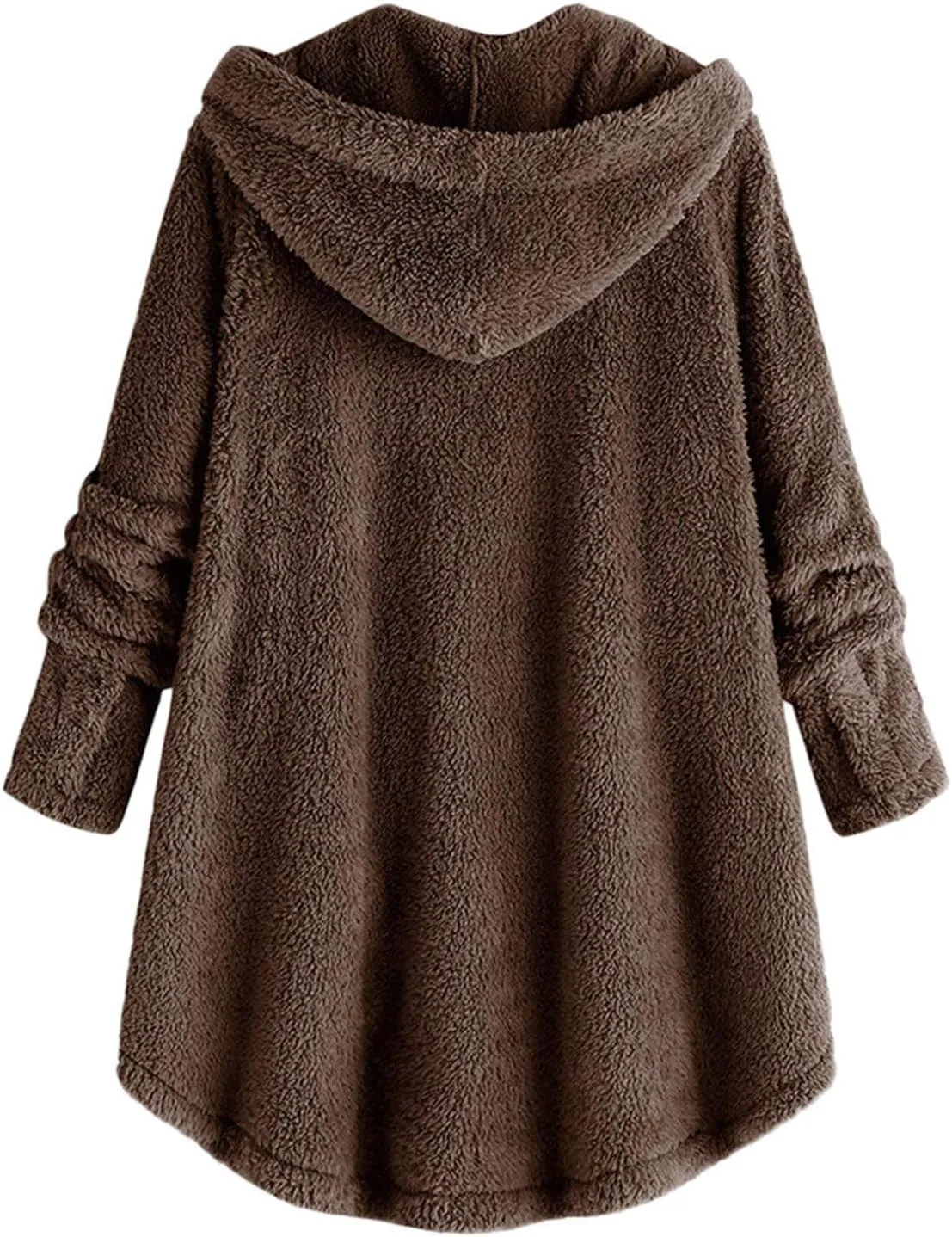 Plus Size Cardigan for Women Loose Button Down Hooded Sweater Long Sleeve Solid Fuzzy Jacket Coat 2024 Fall Winter
