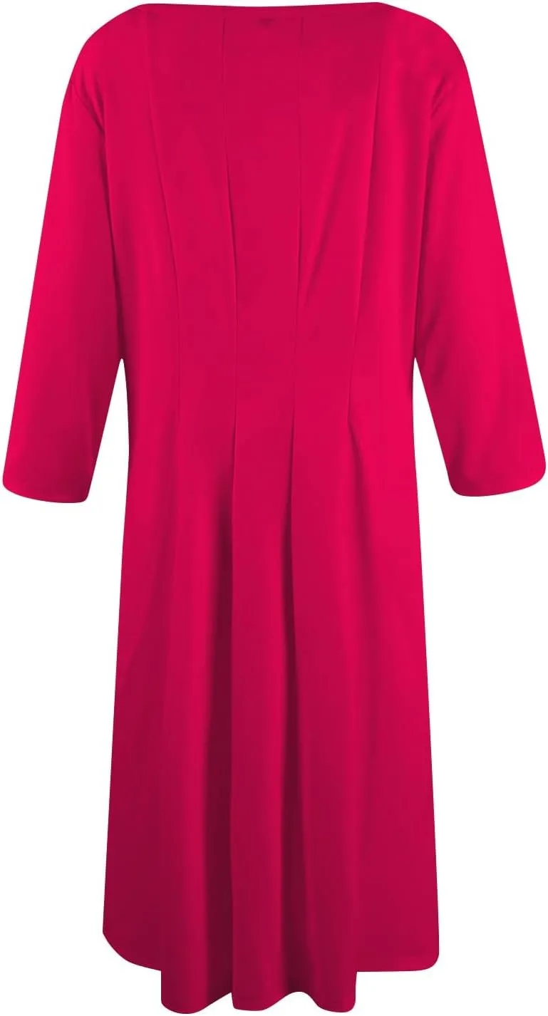 Plus Size Dresses for Curvy Women Summer Casual Loose Trendy Crew Neck 3/4 Sleeve Solid Midi Dress 2025, S-3XL