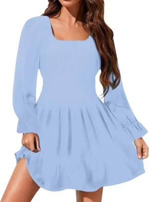 Plus Size Dresses Wedding Guest - Formal Cocktail Floral Square Neck Long Sleeve Holiday Dresses Curvy Women Spring Dresses