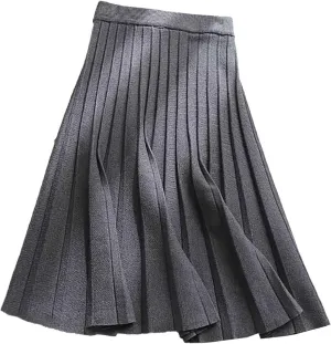 Plus Size Skirt for Women Summer 2025 Knitted Pleated A-Line Long Skirts for Going Out Ladies Trendy Clothes