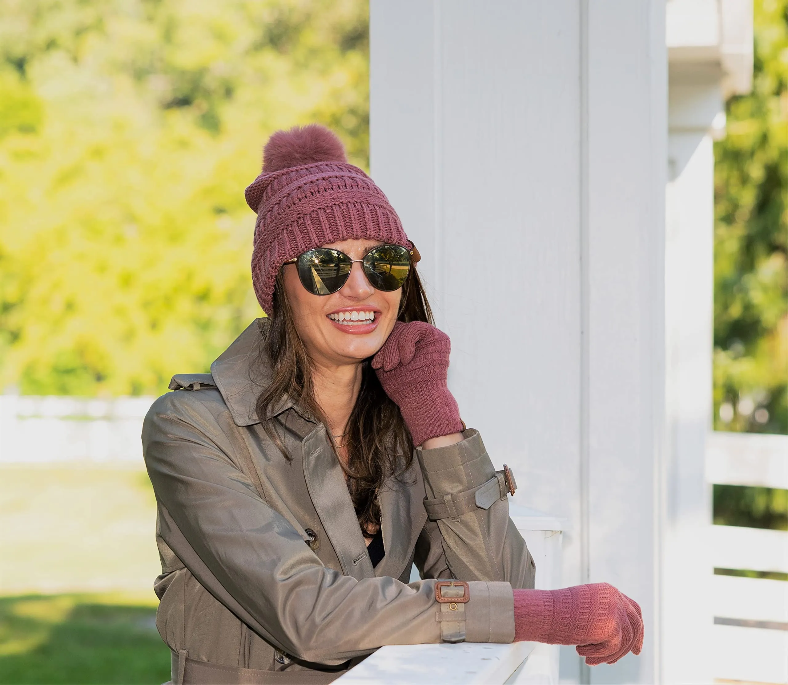 Pom Beanie & Lined Gloves Set (Matching Pom) by Funky Junque
