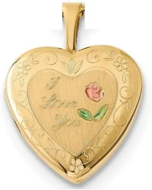 PORI JEWELERS 14K Solid Yellow Gold Heart Locket Pendants- For Photos, Messages, sentimental's