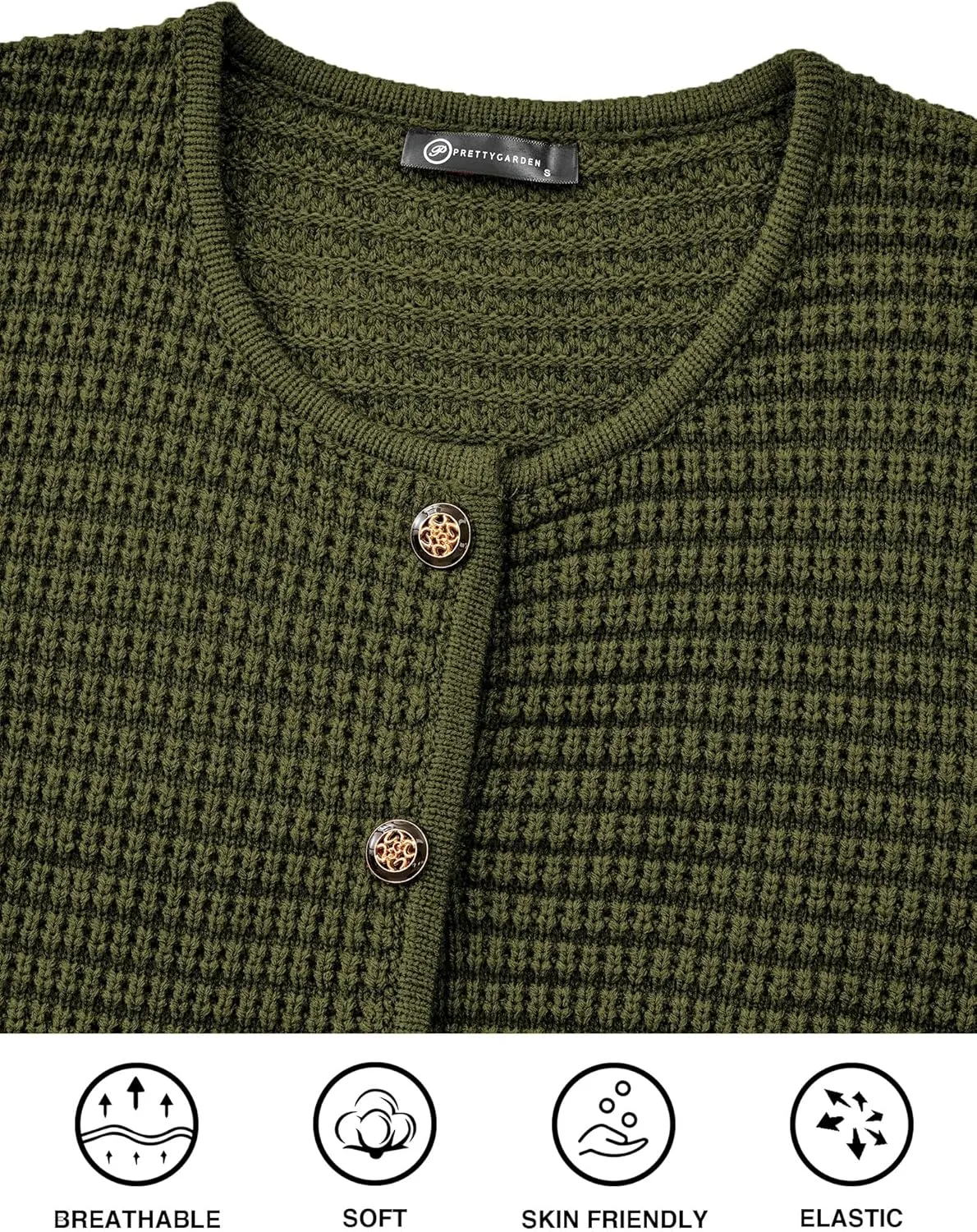 PRETTYGARDEN Women's Knit Cardigan Sweaters Fall Fashion Long Sleeve Open Front Button Down Trendy Casual Sweater Jacket